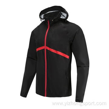 Mens Black Soccer Wear Zip Up Hoodies